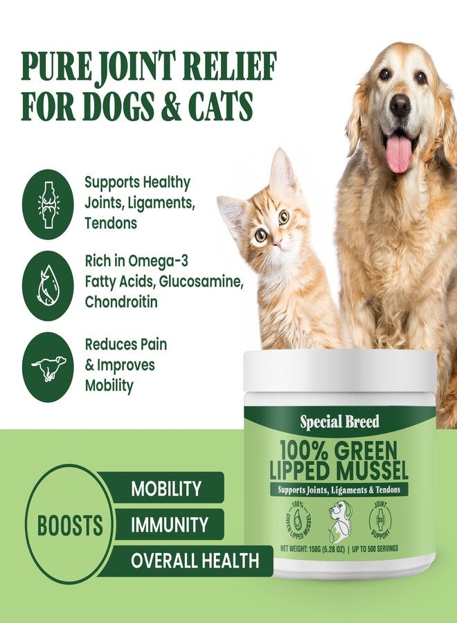 Special Breed Green Lipped Mussel Powder for Dogs & Cats - 100% New Zealand Green Lipped Mussels - Natural Hip & Joint Supplement for Joints, Tendons, Ligaments, Muscles - 150 Grams - Up to 500 Servings - Image 2